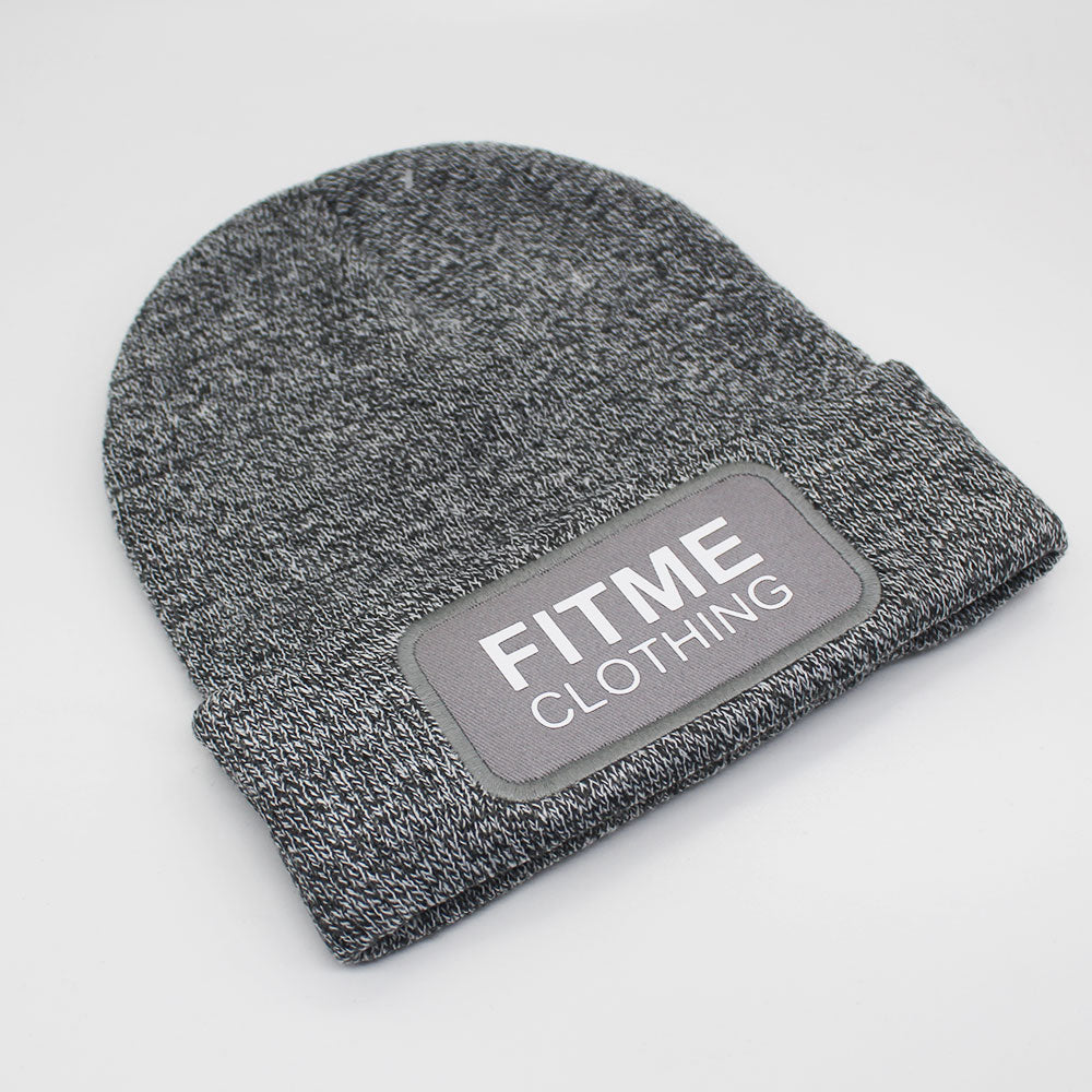 Heather Grey Logo Patch Beanie - FitMe Clothing