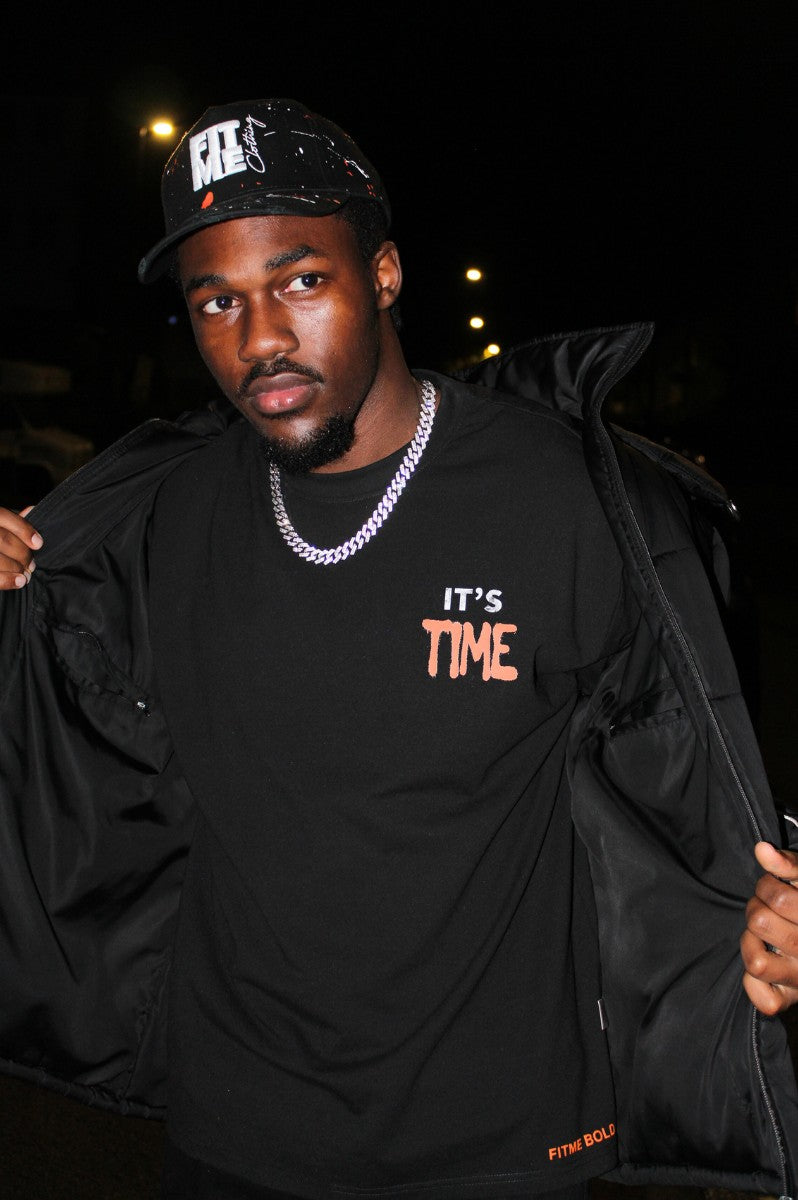 'It's Time' Oversize Men's Black T Shirt - FitMe Clothing