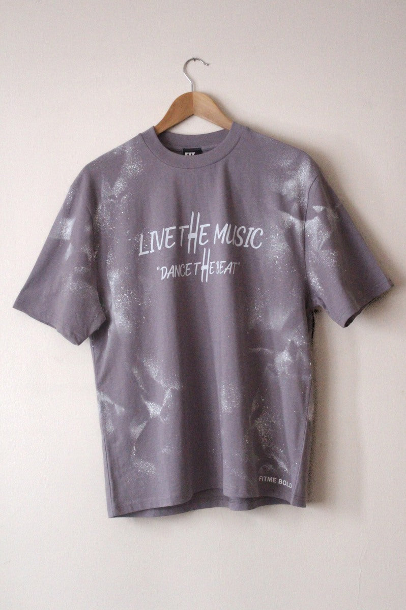 'Live The Music' Lilac Relaxed T-Shirt