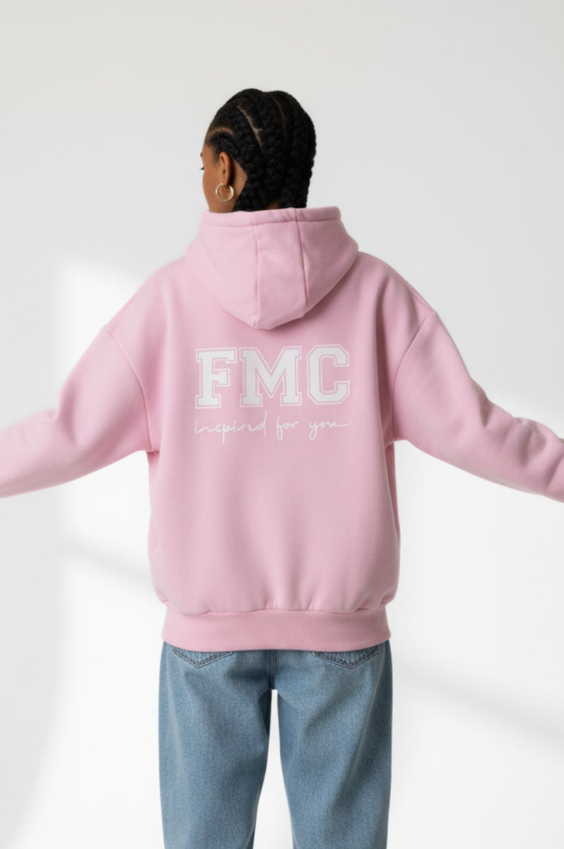 'Live The Music' Pale Pink Oversize Hoodie
