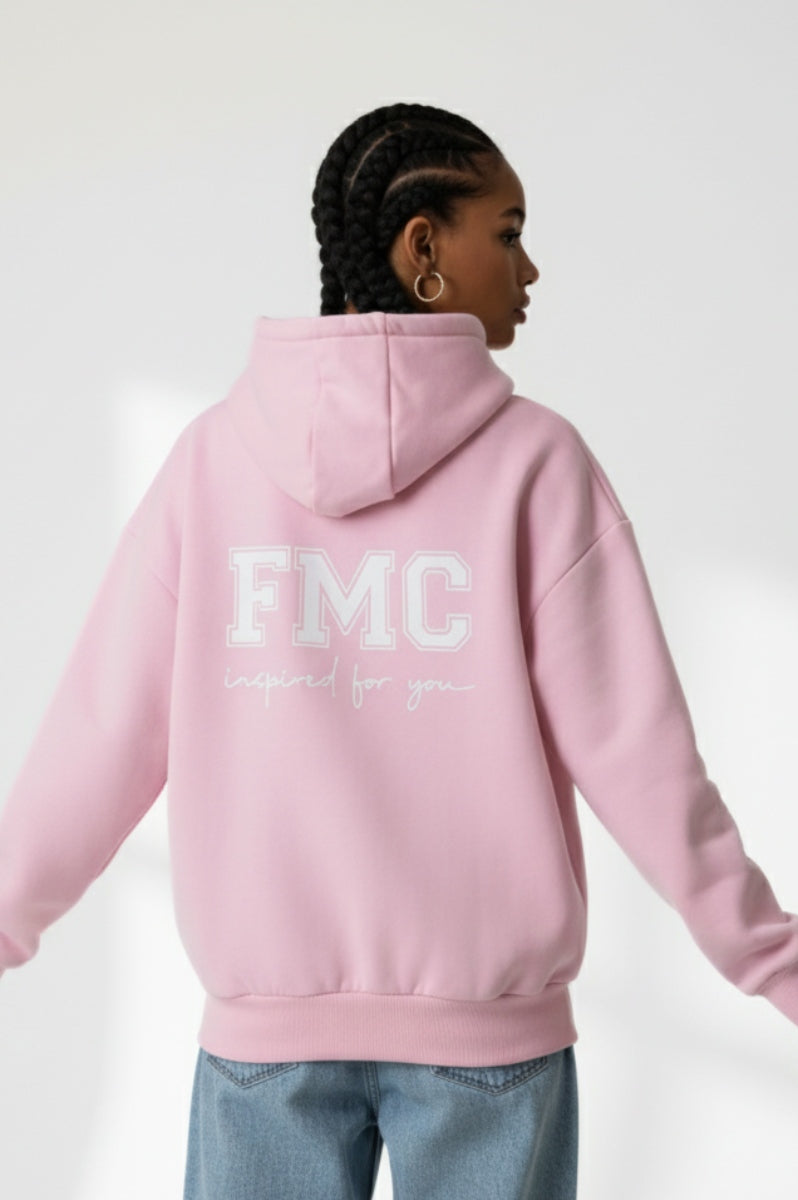 'Live The Music' Pale Pink Oversize Hoodie