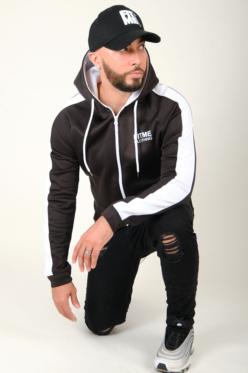 Stripe Black Hoodie - FitMe Clothing