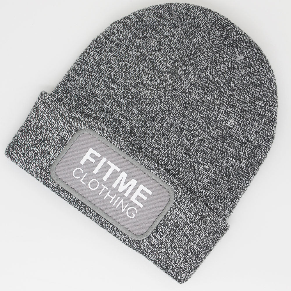 Heather Grey Logo Patch Beanie - FitMe Clothing