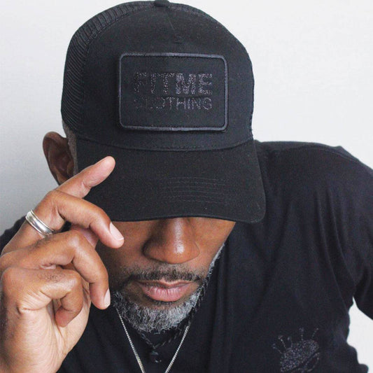 Black Glitter Snapback Patch Trucker Cap - FitMe Clothing