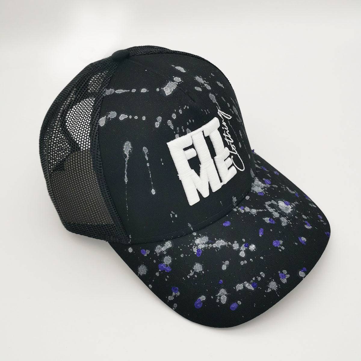 Custom Black Splash Trucker Cap - FitMe Clothing