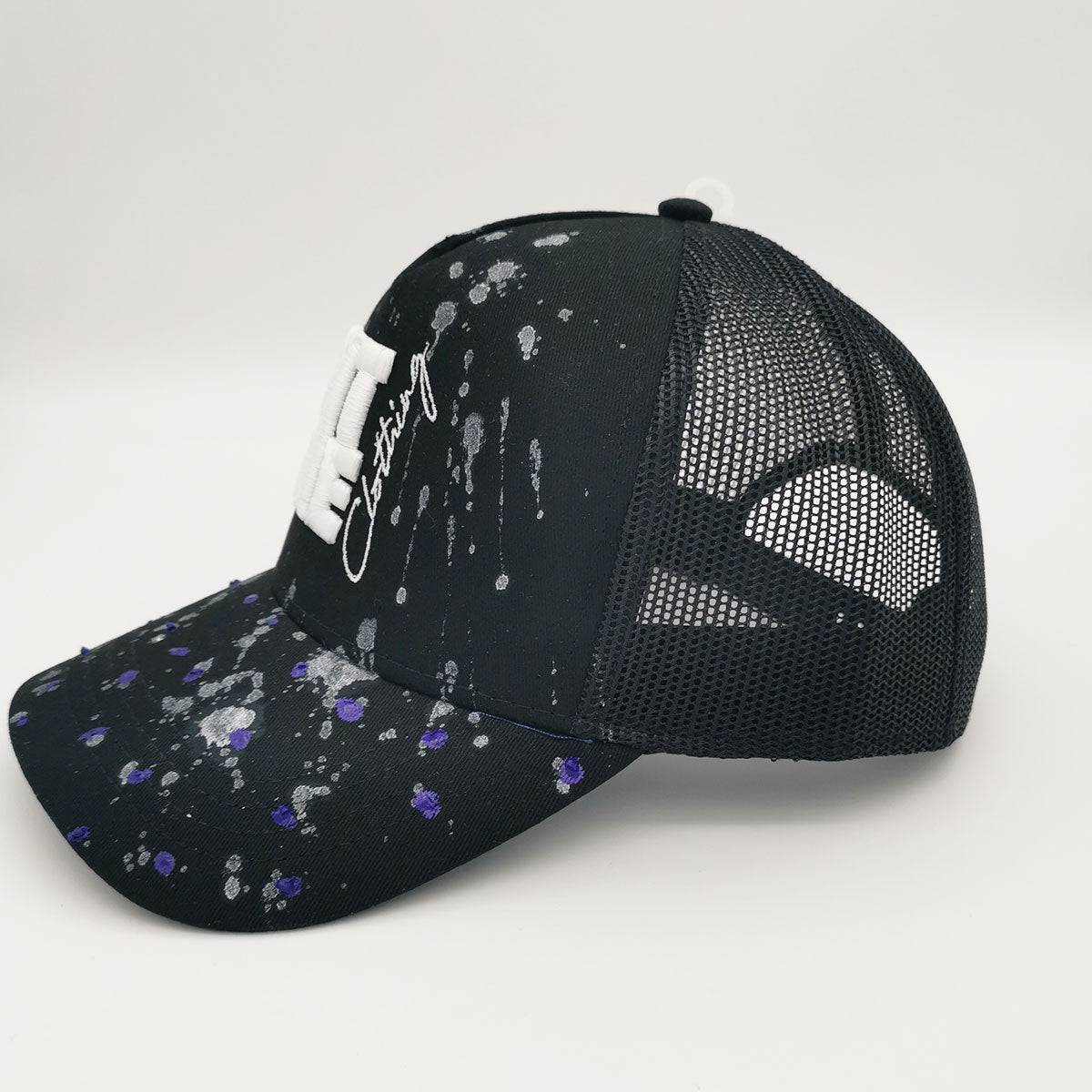 Custom Black Splash Trucker Cap - FitMe Clothing