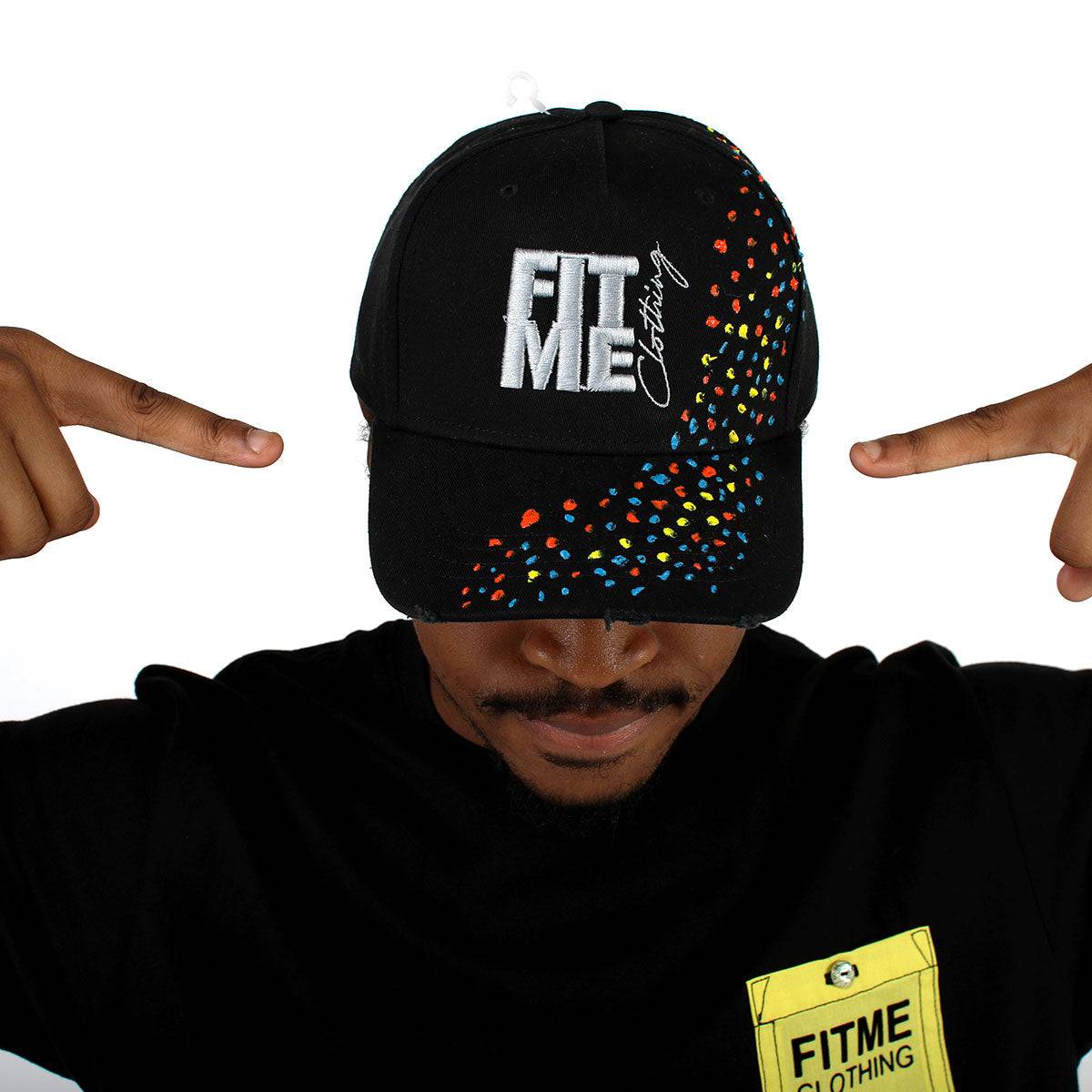 Custom Carnival Distressed Black Cap - FitMe Clothing
