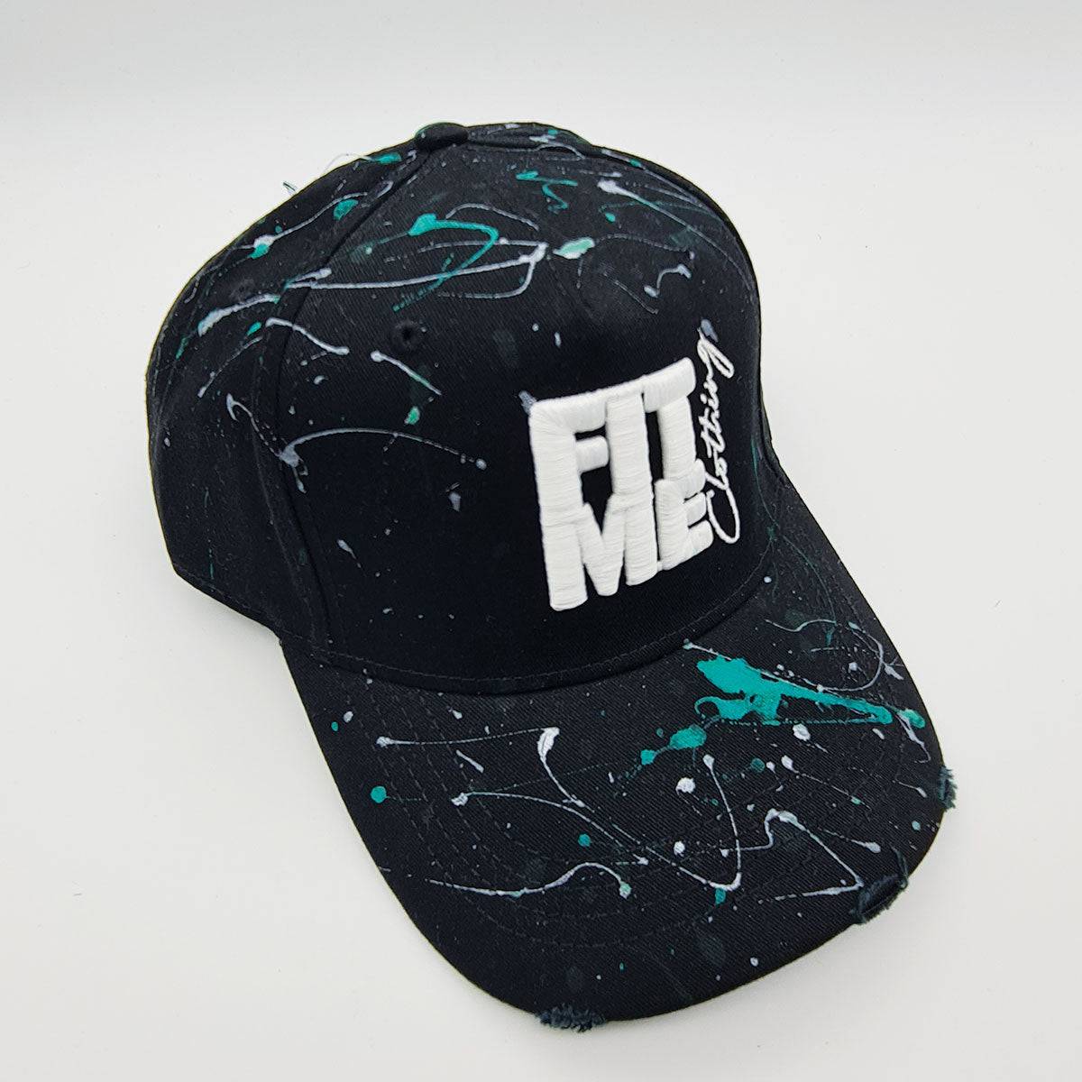 Paint Splash Black Distressed Cap - FitMe Clothing