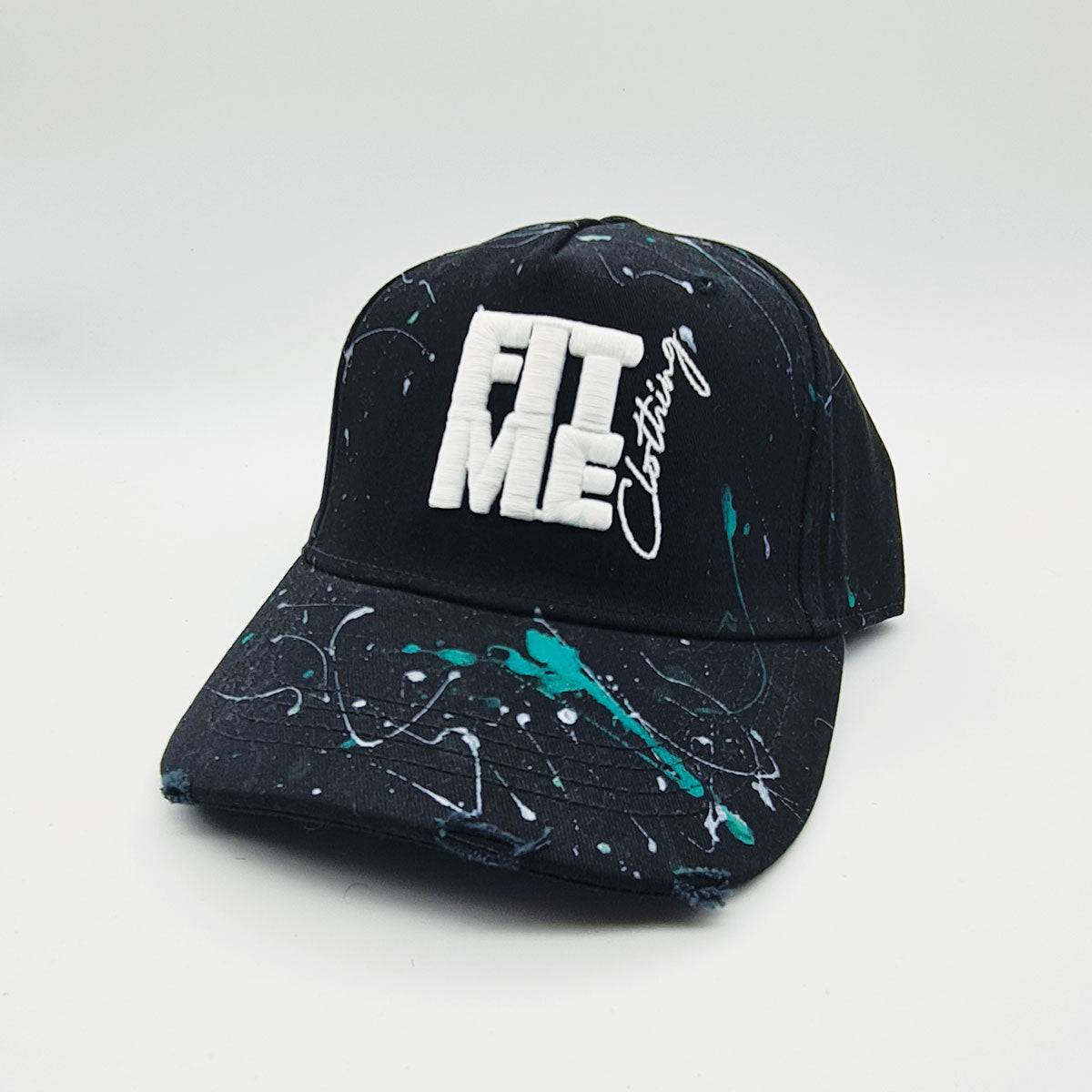 Paint Splash Black Distressed Cap - FitMe Clothing