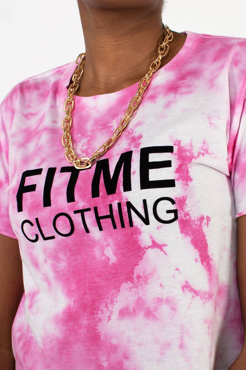 Ladies Pink Tie Dye Crop Top - FitMe Clothing