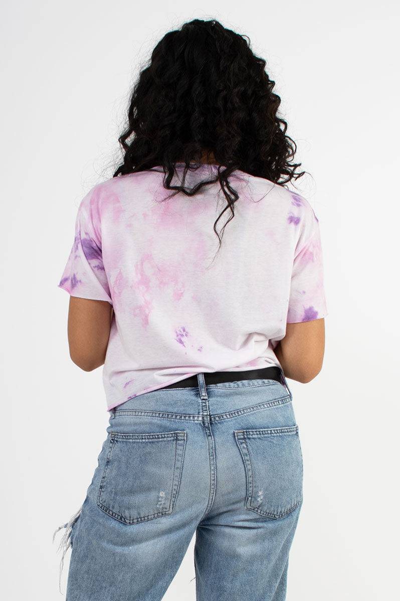Ladies Purple Tie Dye Crop Top - FitMe Clothing