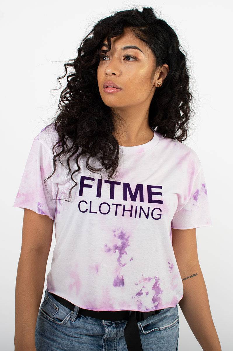 Ladies Purple Tie Dye Crop Top - FitMe Clothing