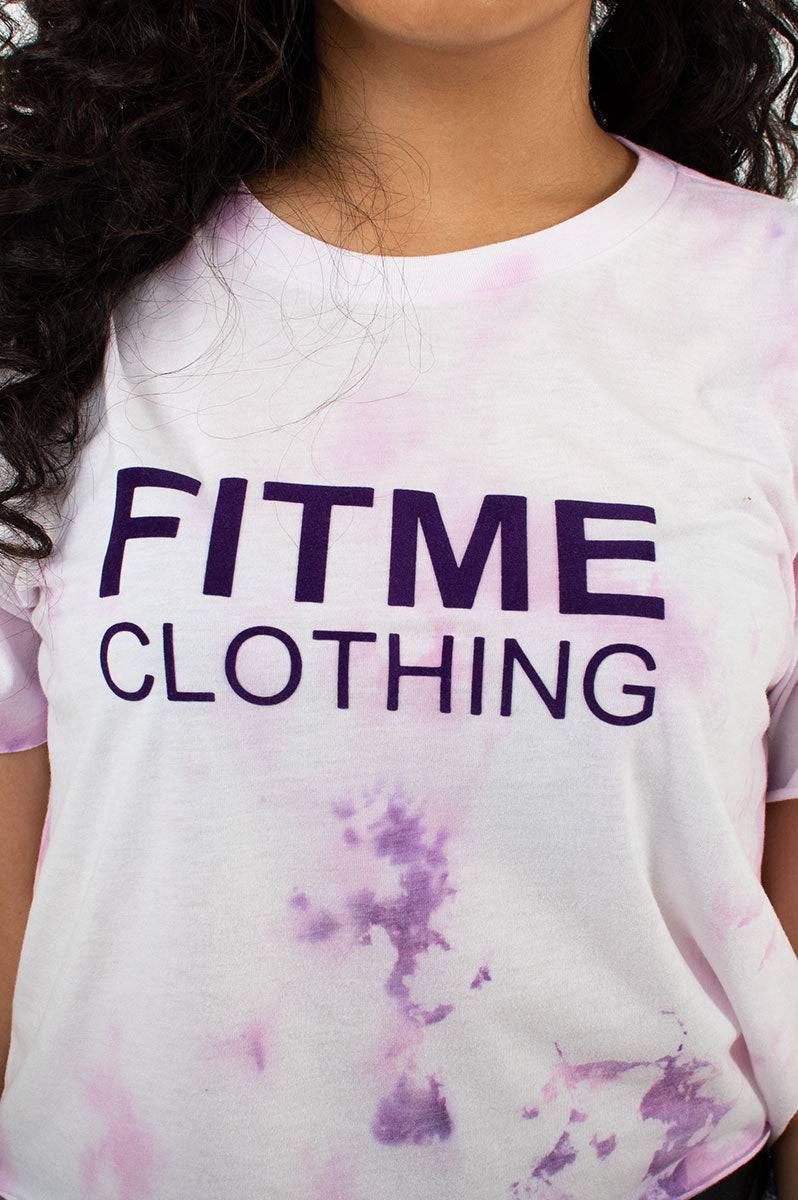 Ladies Purple Tie Dye Crop Top - FitMe Clothing