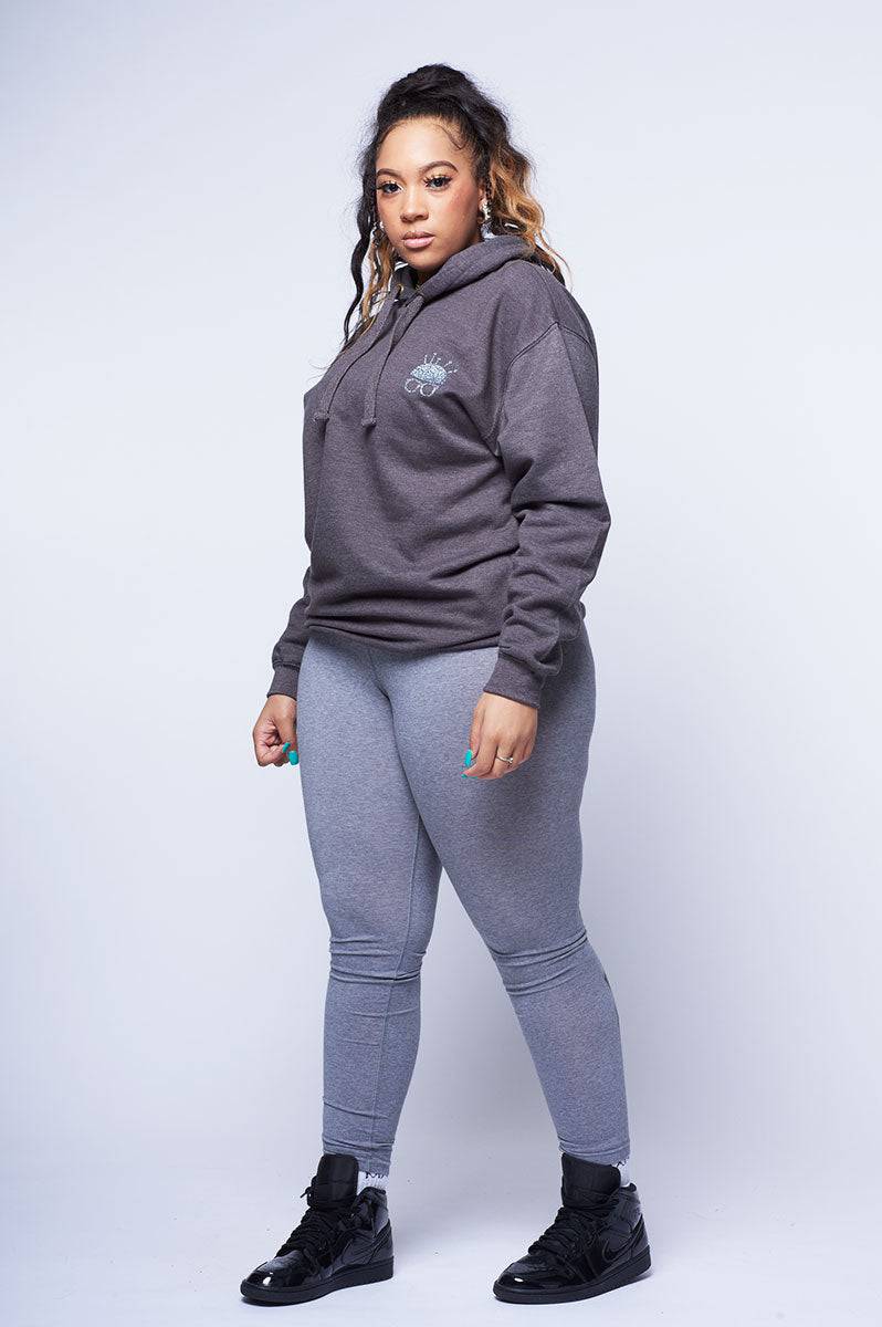 Charcoal Grey Nerd Head Glitter Hoodie - FitMe Clothing