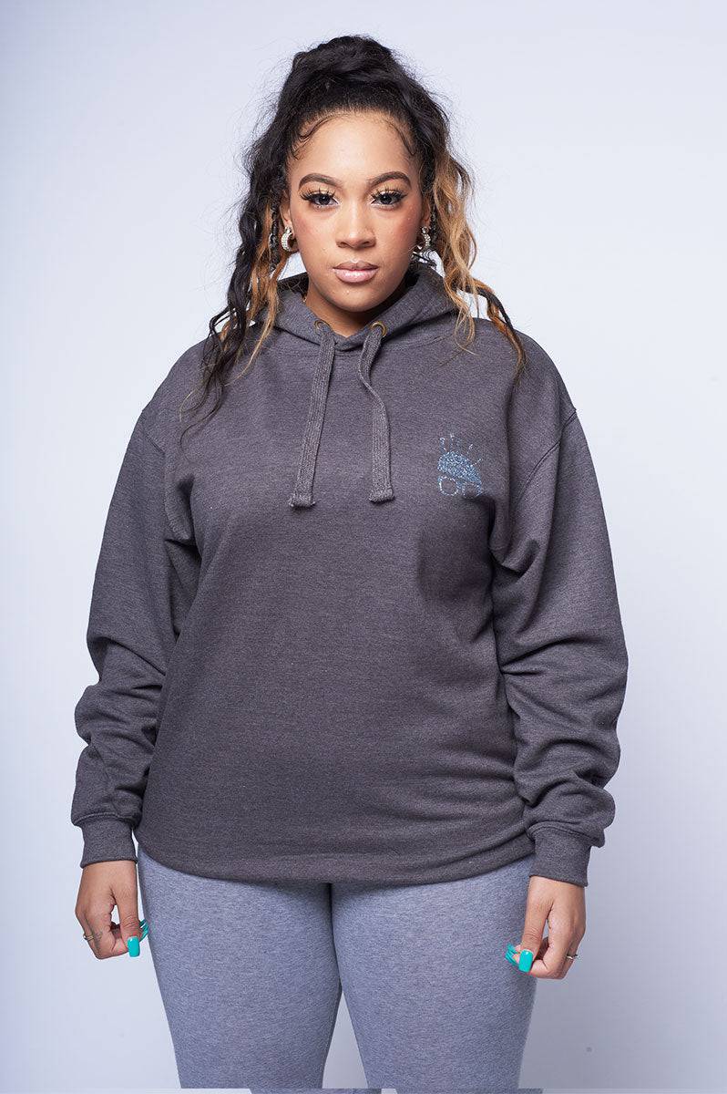 Charcoal Grey Nerd Head Glitter Hoodie - FitMe Clothing