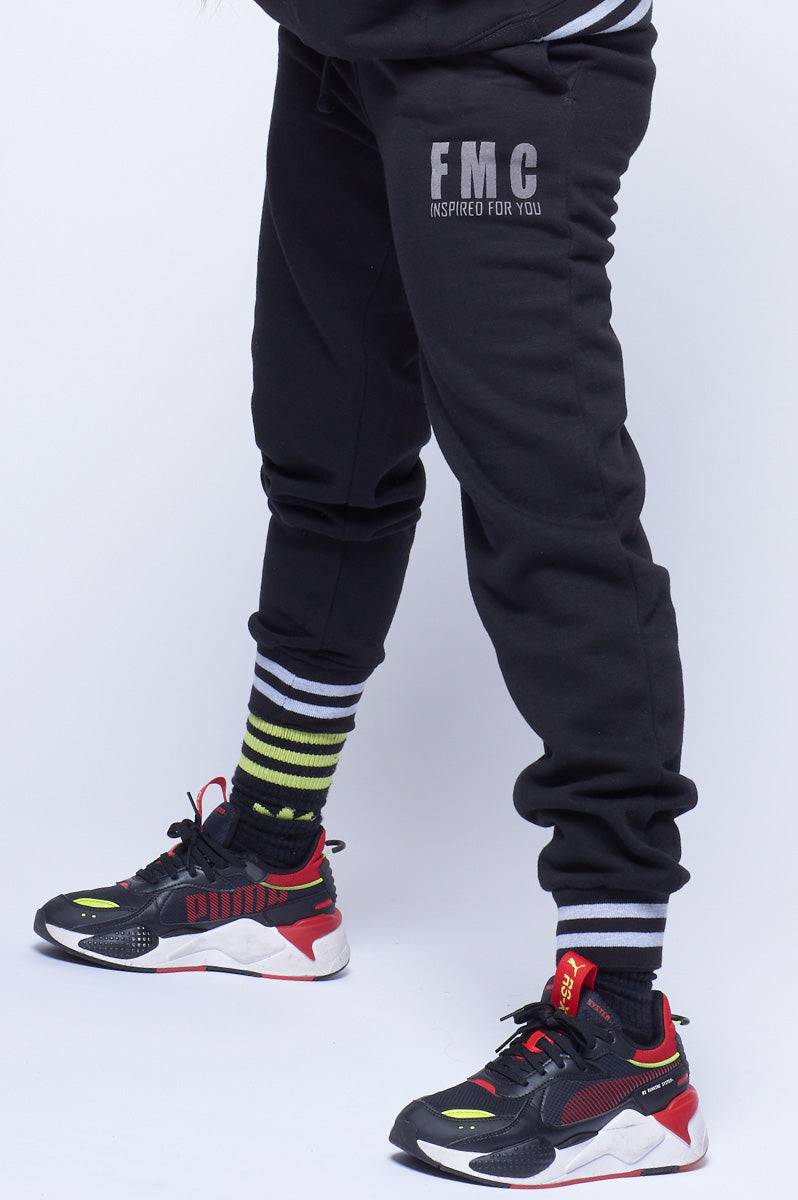 FMC Black Stripe Cuff Joggers - FitMe Clothing