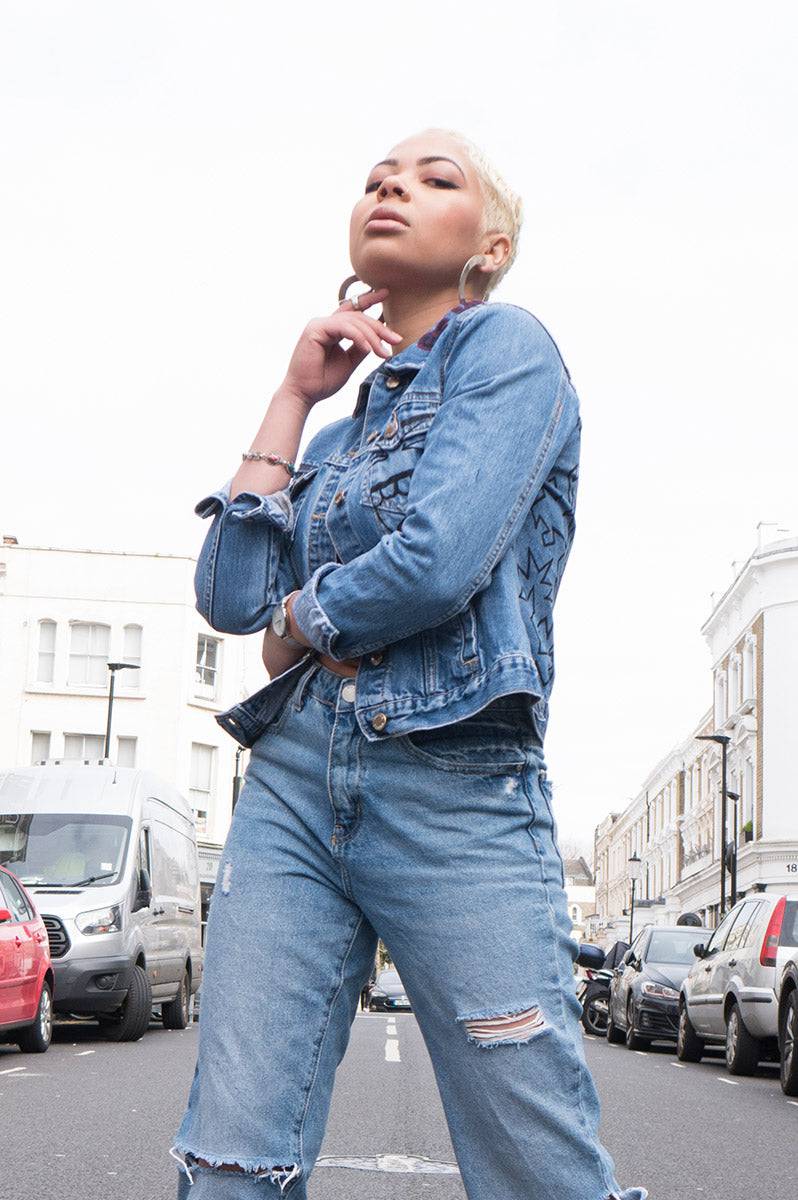 Ladies 'Broken Beauty' Custom Denim Jacket - FitMe Clothing