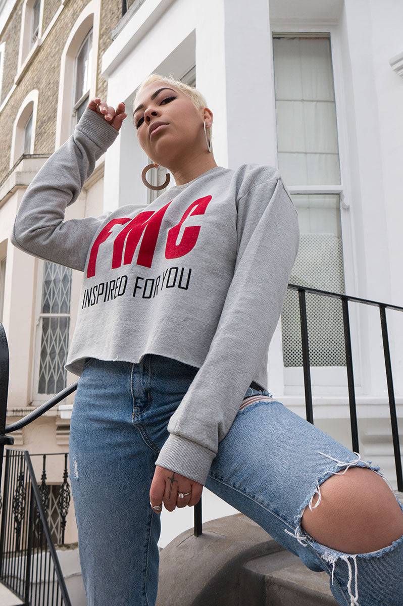Ladies FMC Grey Cropped Sweater - FitMe Clothing