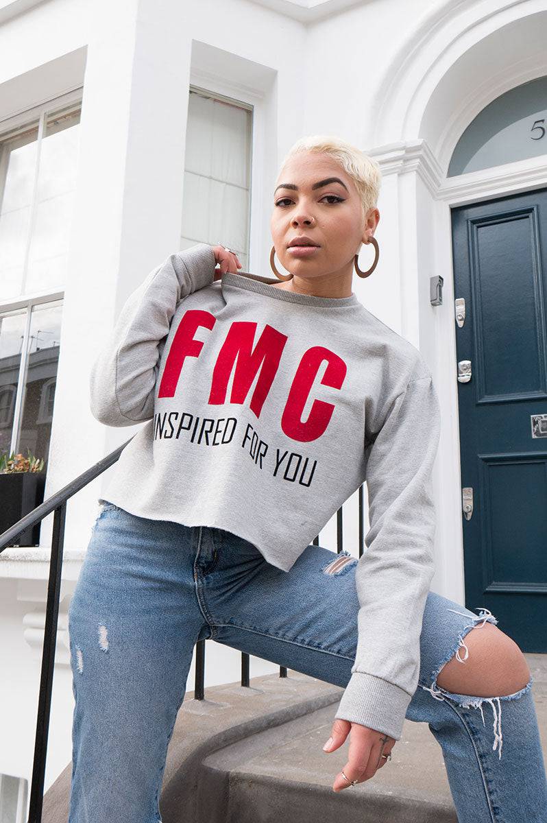 Ladies FMC Grey Cropped Sweater - FitMe Clothing