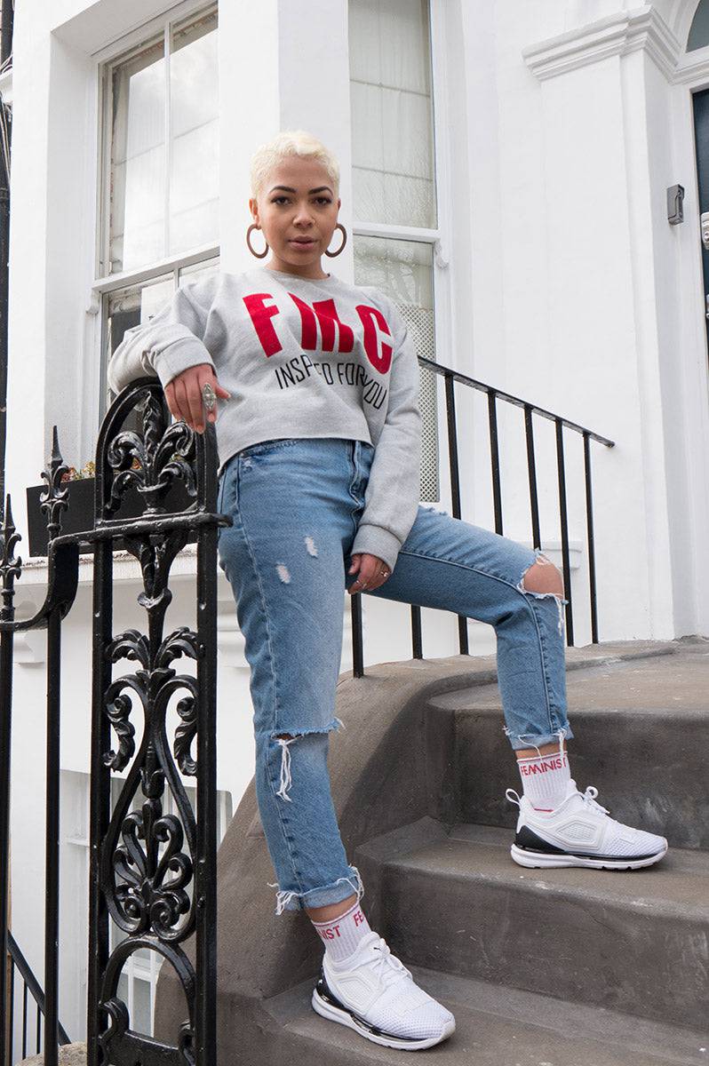 Ladies FMC Grey Cropped Sweater - FitMe Clothing