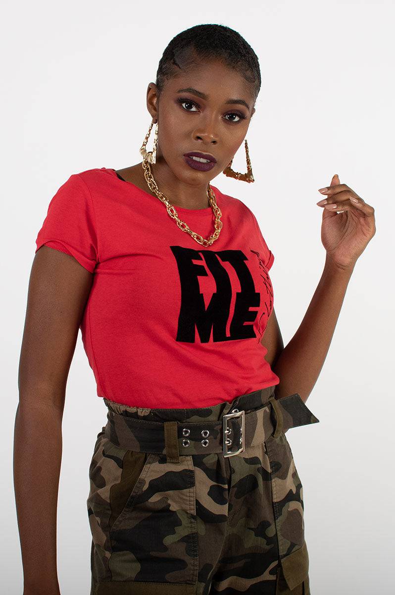 Red Logo Organic Cotton Fitted T-Shirt - FitMe Clothing