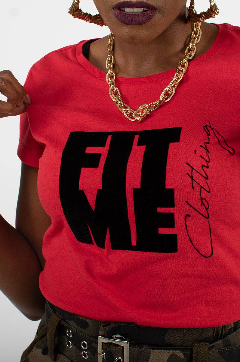 Red Logo Organic Cotton Fitted T-Shirt - FitMe Clothing