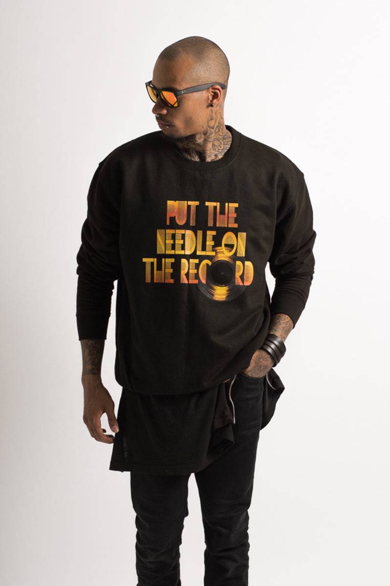 Unisex 'Needle On The Record' Black Sweater - FitMe Clothing
