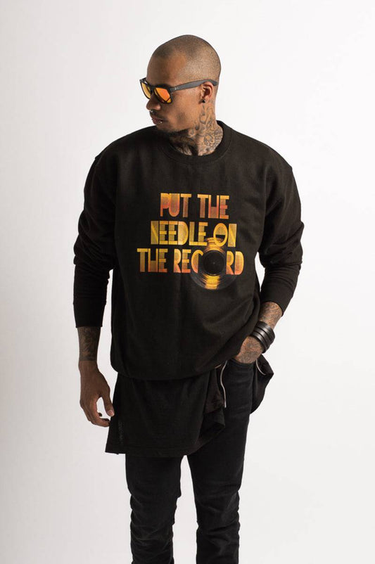 Unisex 'Needle On The Record' Black Sweater - FitMe Clothing