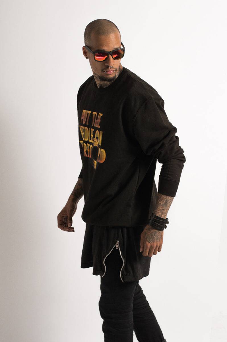 Unisex 'Needle On The Record' Black Sweater - FitMe Clothing