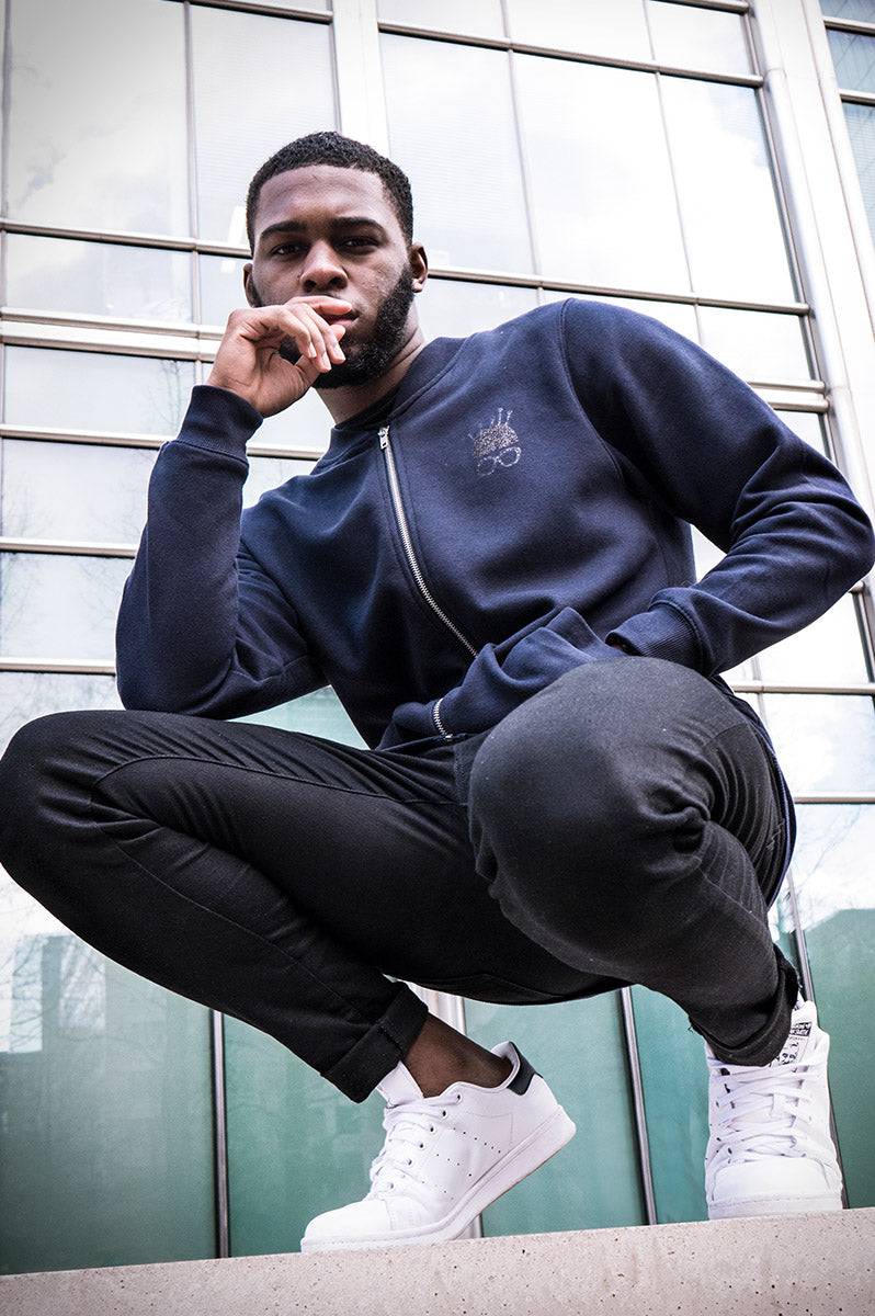 Unisex Nerd Head Navy Bomber Jacket - FitMe Clothing