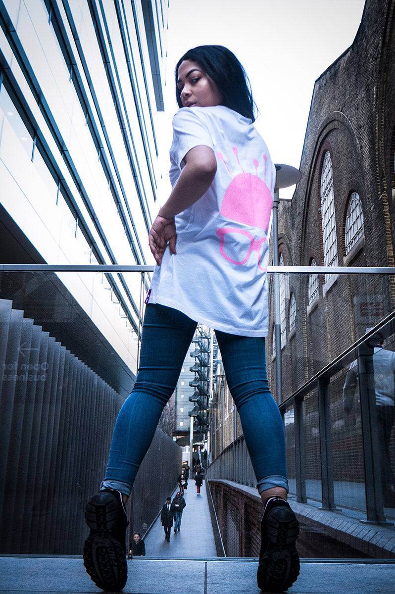 Unisex Nerd Head Pink Glitter T-Shirt - FitMe Clothing