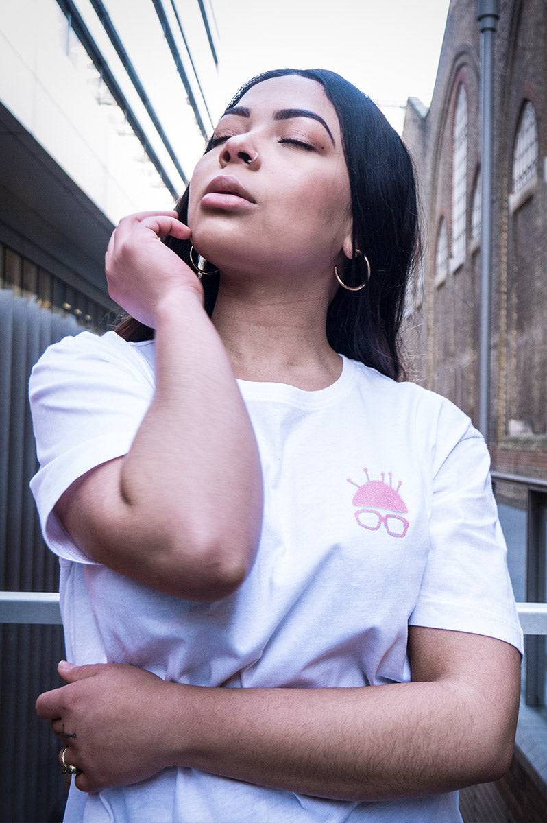 Unisex Nerd Head Pink Glitter T-Shirt - FitMe Clothing