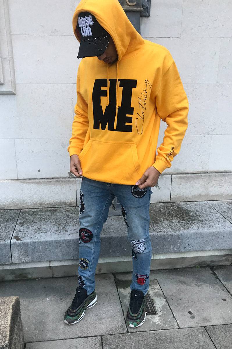 Unisex Yellow Flock Print Hoodie - FitMe Clothing
