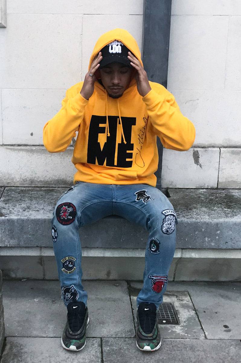 Unisex Yellow Flock Print Hoodie - FitMe Clothing