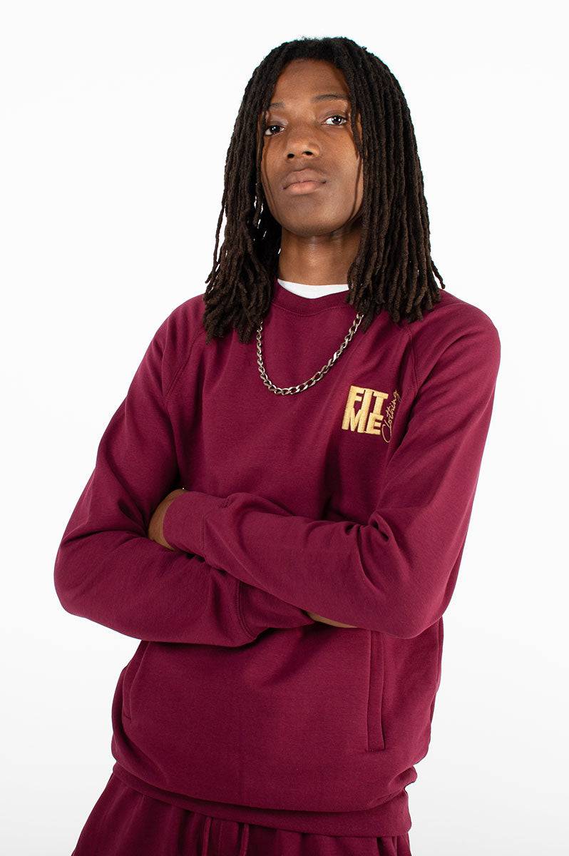 Unisex Burgundy Logo Sweater Tracksuit - FitMe Clothing