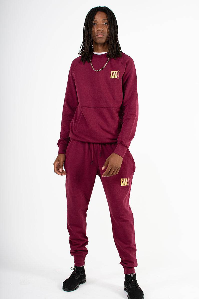 Unisex Burgundy Logo Sweater Tracksuit - FitMe Clothing