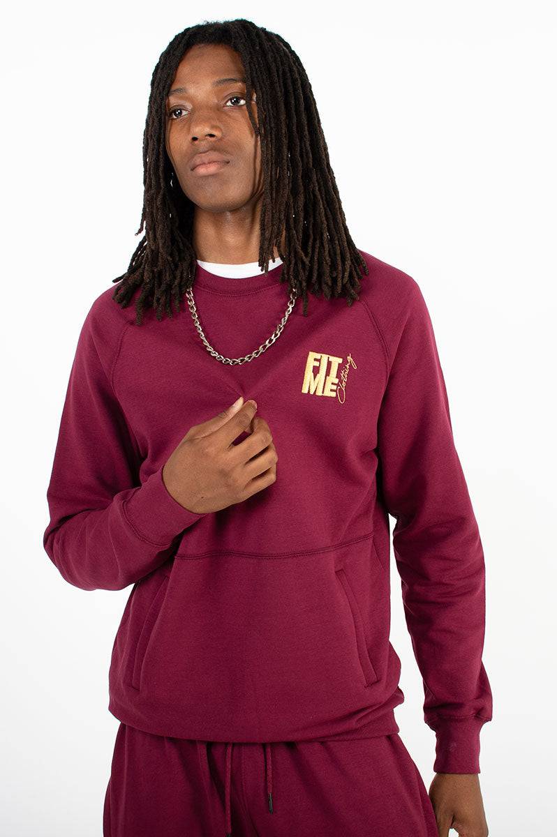 Unisex Burgundy Logo Sweater Tracksuit - FitMe Clothing