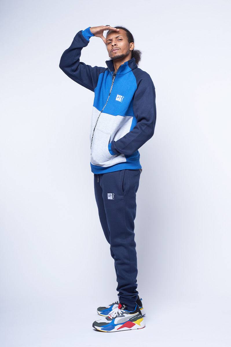 Navy Blue Panel Logo Tracksuit - FitMe Clothing