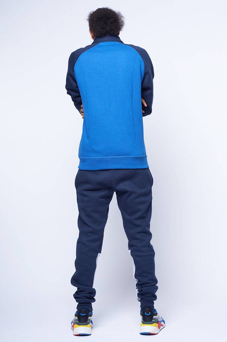 Navy Blue Panel Logo Tracksuit - FitMe Clothing