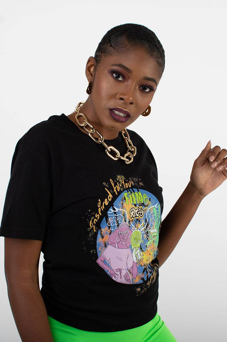 Collab FitMe Retro Black T-Shirt - FitMe Clothing