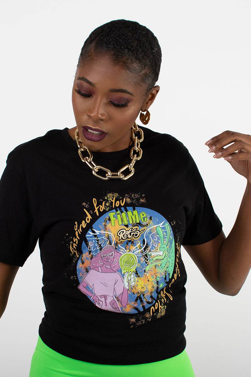 Collab FitMe Retro Black T-Shirt - FitMe Clothing