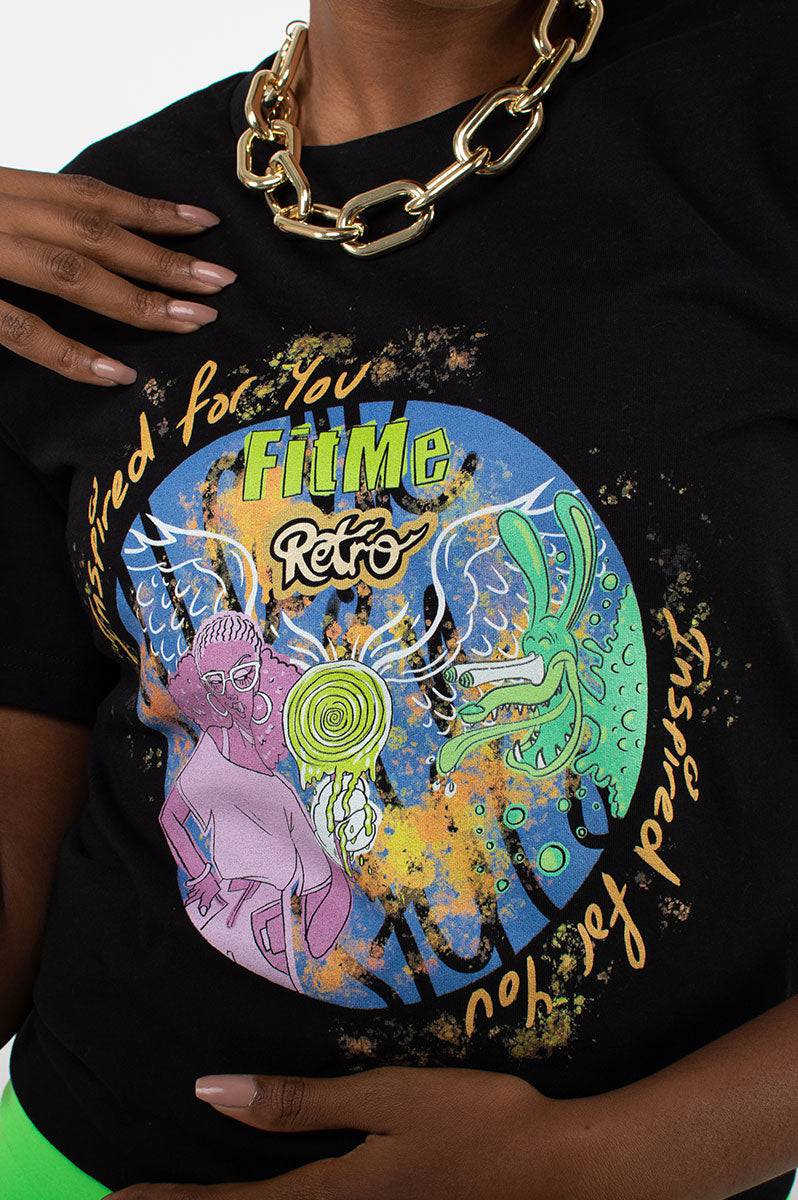 Collab FitMe Retro Black T-Shirt - FitMe Clothing