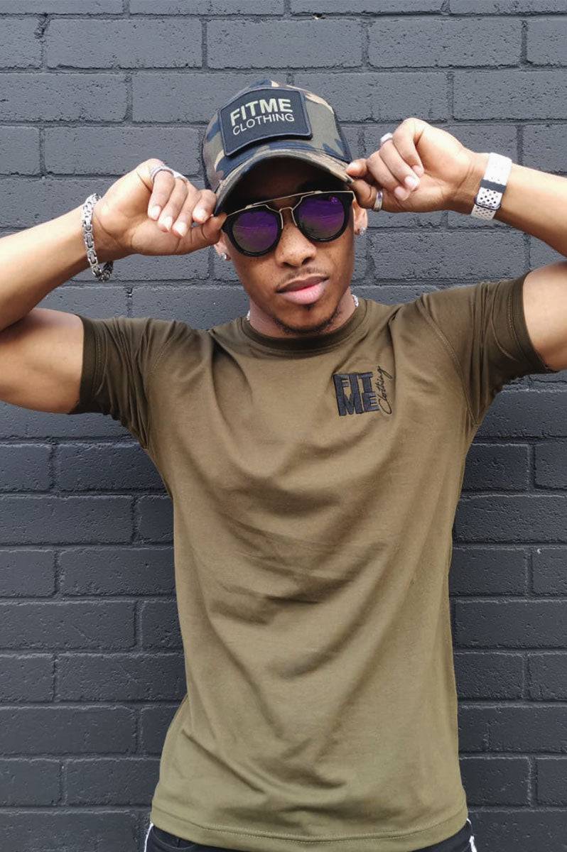 Khaki Embroidered T-Shirt - FitMe Clothing