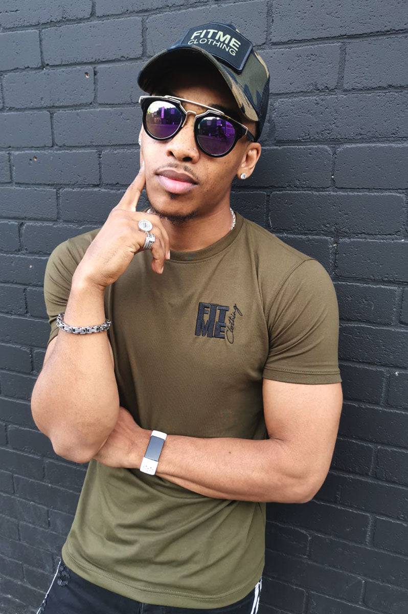 Khaki Embroidered T-Shirt - FitMe Clothing