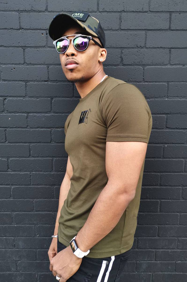 Khaki Embroidered T-Shirt - FitMe Clothing