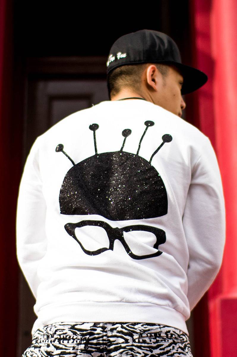 Unisex 'Nerd Head' White Sweater - FitMe Clothing