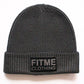 Dark Grey Black Patch Logo Beanie