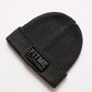 Dark Grey Black Patch Logo Beanie