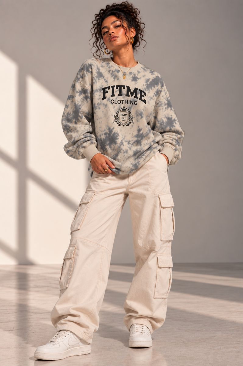 FitMe Clothing Tie Dye Heavyweight Stone Sweater
