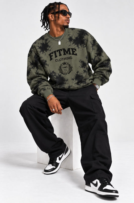 FitMe Clothing Tie Dye Heavyweight Military Green Sweater
